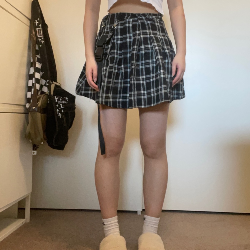 y2k vintage grunge gingham e-girl mini pleated skirt